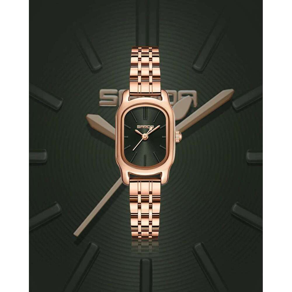 SANDA Genuine New Quartz Watch Casual Fashion Rose Gold Case Womens Watches Maroon Leather Strap Waterproof P1104