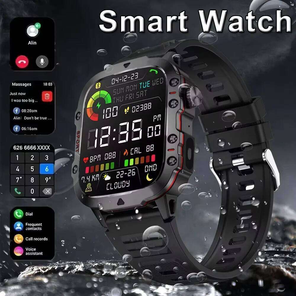 LAXASFIT Outdoor Sports Smart Watch Bluetooth Calling Fitness Tracking LED Flashlight Sleep Monitoring 2025 New Men's smartwatch