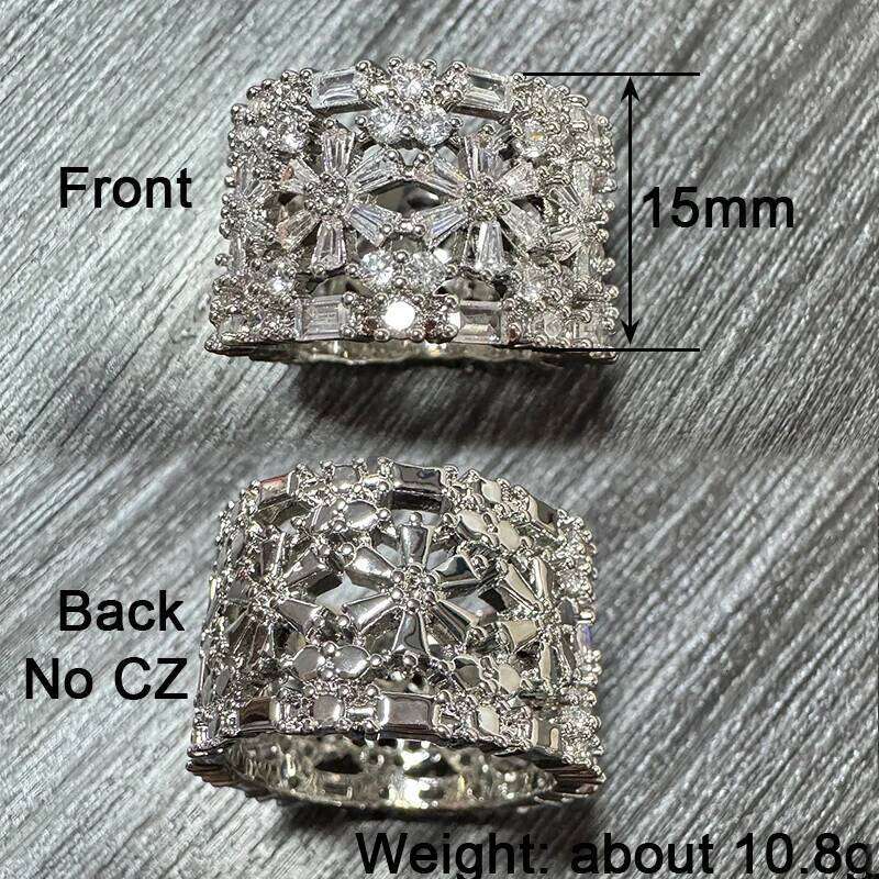 Huitan Silver Color Trendy Women Rings Inlaid Full Shiny Cubic Zirconia for Wedding Party Engagement Accessories Jewelry H260312