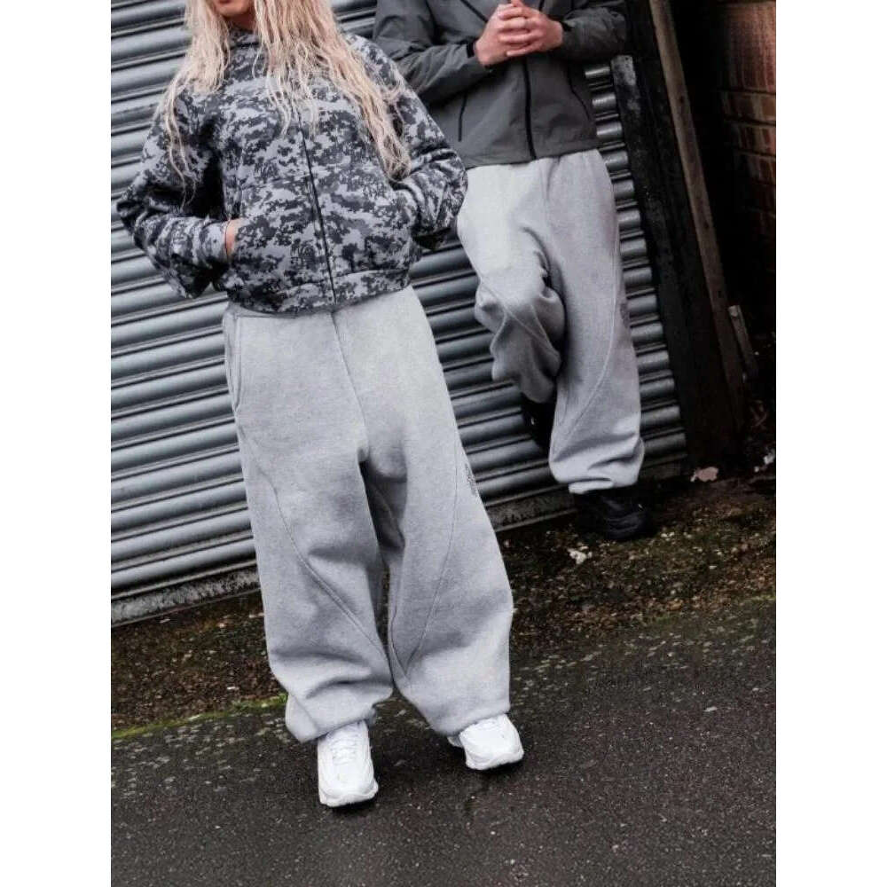 Men's Pants 2026 New Model Vintage Gray Sweatpants Baggy Hip Hop Embroidery Joggers Wide Leg Sports Casual Trousers Streetwear Free shipping Men&