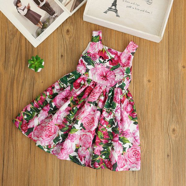 kids designer Children's skirts spring summer luxury girls full printed short-sleeved dresses baby skirts Princess Dress Girl's Dresses