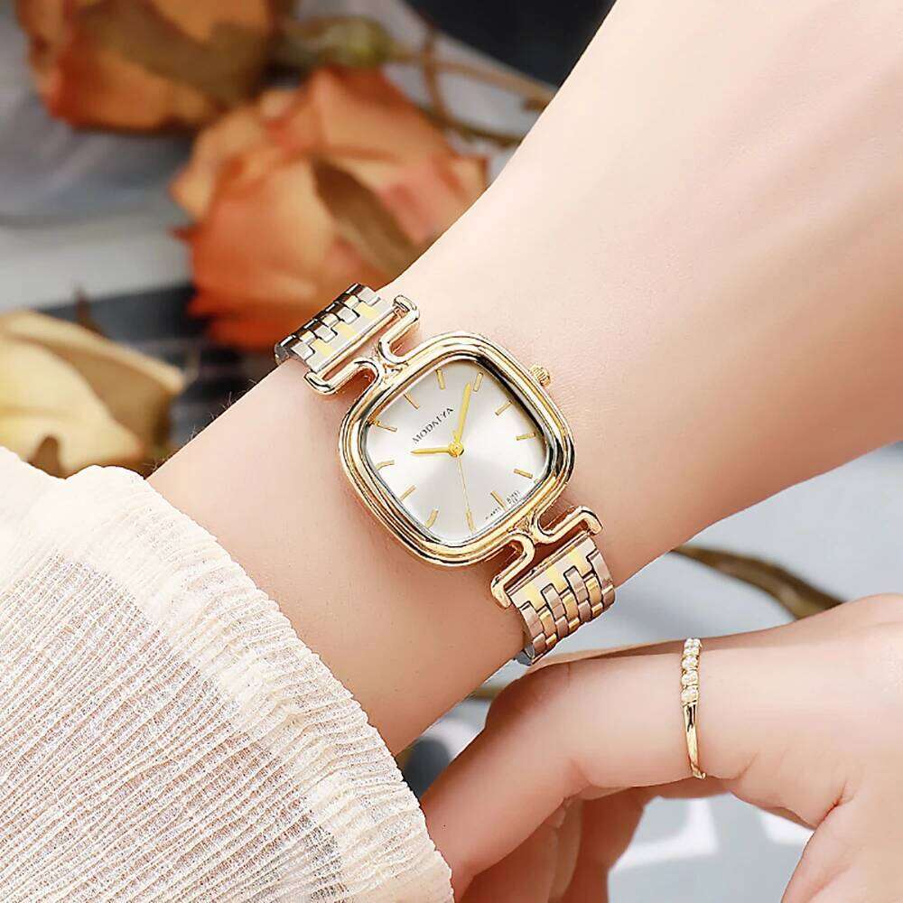 Fashion 2025 Women's Simple Small Square Quartz Watch Luxury Ladies Stainless Steel with Gold Strap Business Clock Wristwatch