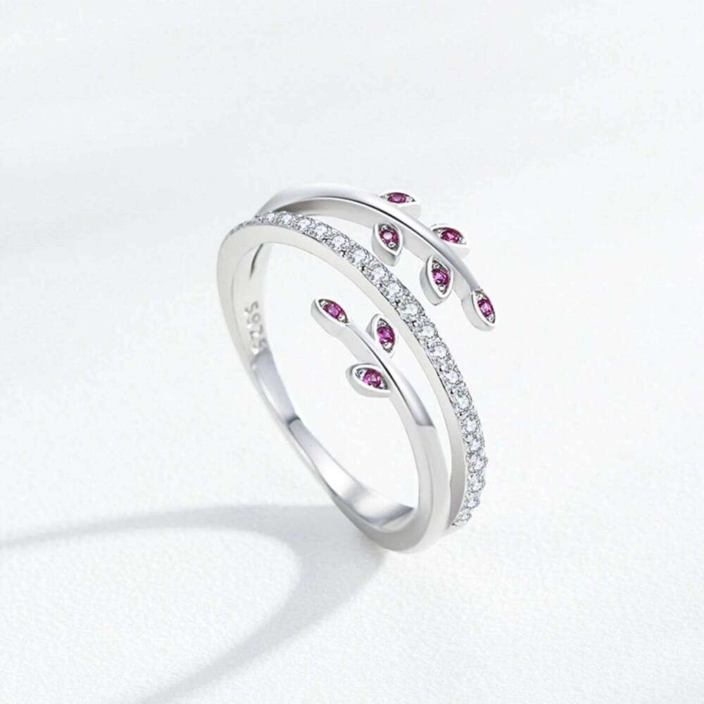 Ailmay Solid 925 Sterling Silver Fashion Charm Leaves Sparkling CZ Finger Ring For Women Wedding Engagement Fine Female Jewelry H260312