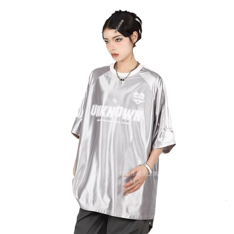 2025 New Shiny Design Short Sleeve T-Shirt for Men and Women Summer Couples American Style Three-Bar Raglan Sleeve Half Sleeve 241216