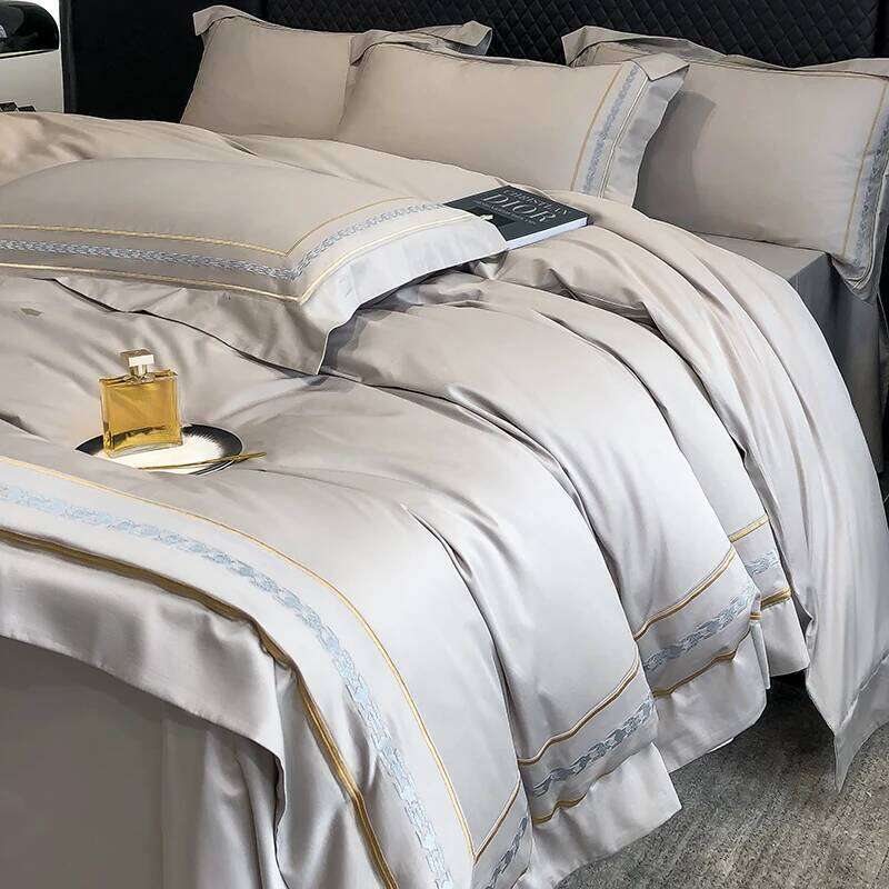 200s Long-Staple Four-Piece Set Pure 100% Cotton Bed Sheet Quilt Cover European-Style High-End Household H260312