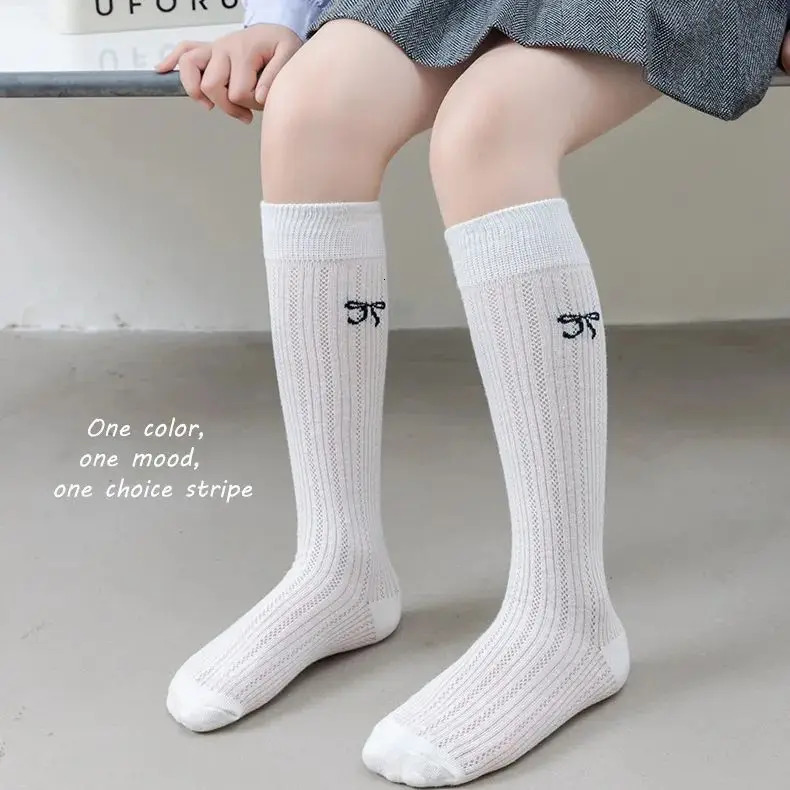 Girls Summer Long Socks Preppy Style Knee Solid Mesh Cotton Stocking Thigh 260311