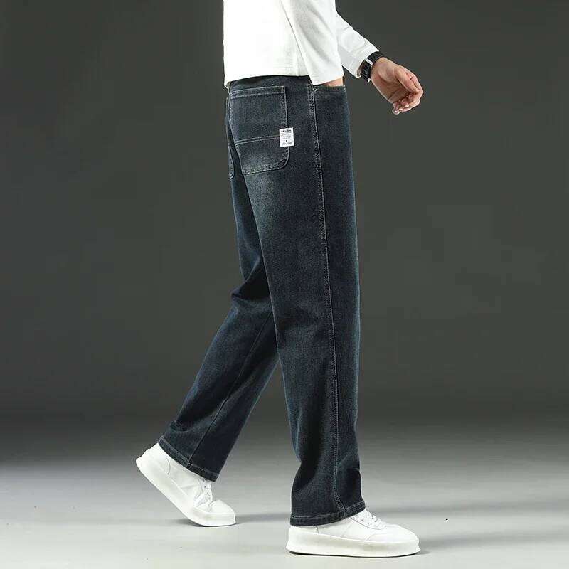 New Style Y2 Spring and Autumn Loose Jeans Baggy Straight Wide Leg Business Casual Pants Brand Men's Clothing 26Y0312