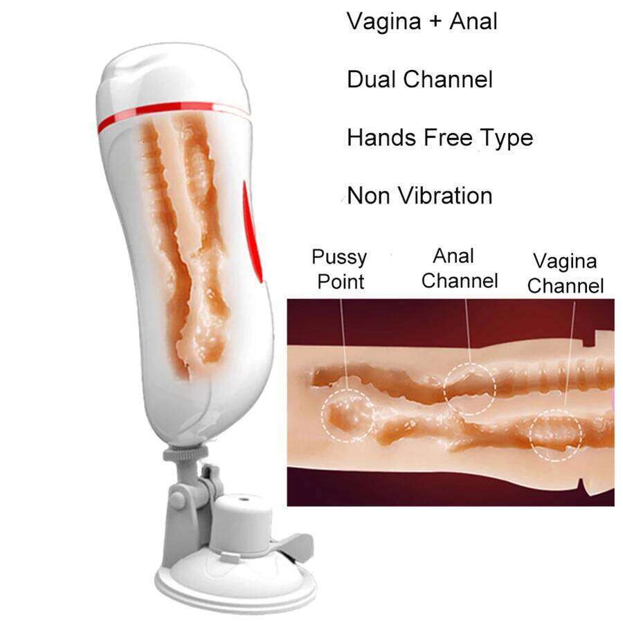 Dual Channel Vagina Anal Masturbation Cup Blowjob Penis Pump Glans Sucking Exerciser Sex Toys Adul 18+ Erotic Product Machine Z260312