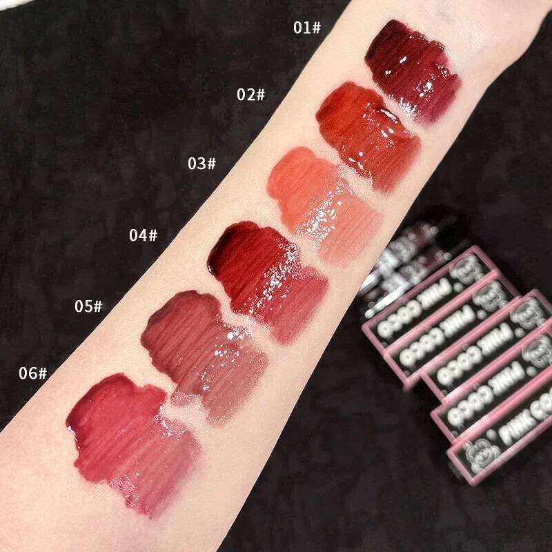 Dark Brown Mirror Lip Glaze Water Light Moisturizing Non-stick Cup Highly Pigmented Red Liquid Lipstick Lips Makeup Cosmetic W260311