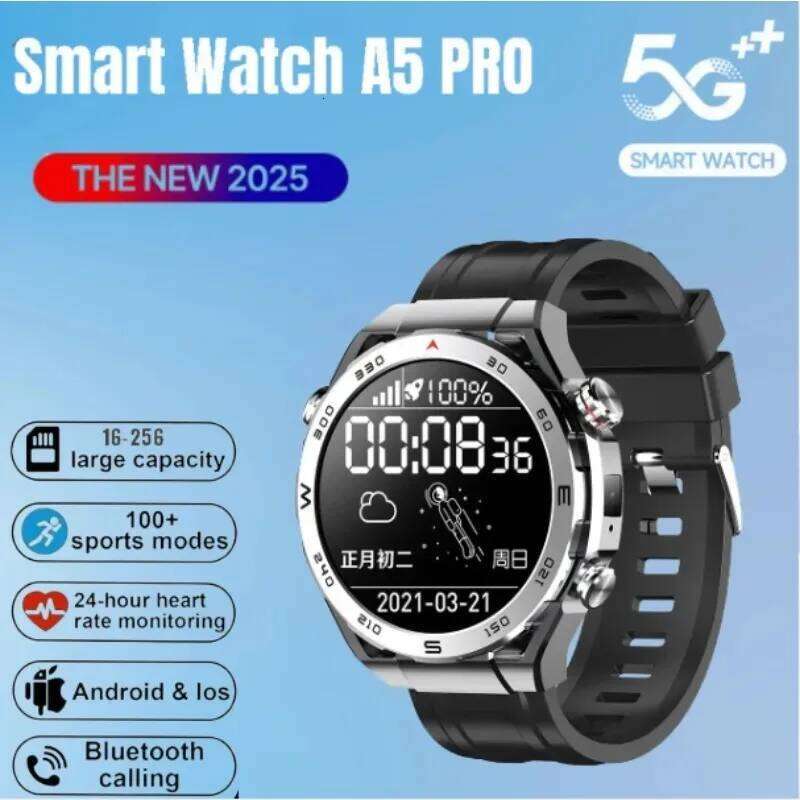 2025 A5 Pro 4G Smartwatch: Android OS, AMOLED Screen, 2MP Camera, GPS, WiFi, Heart Rate Monitor & Sport Modes for Men Women