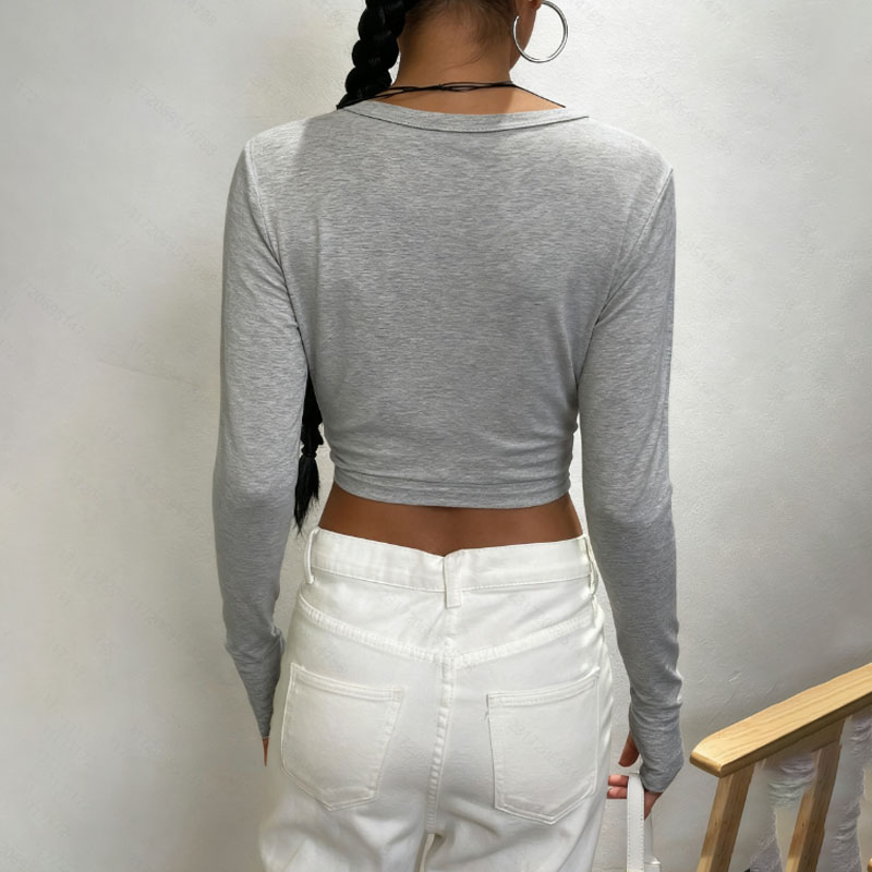 Classic Crew Neck Long Sleeve Tee, Lightweight Comfortable Daily Wear