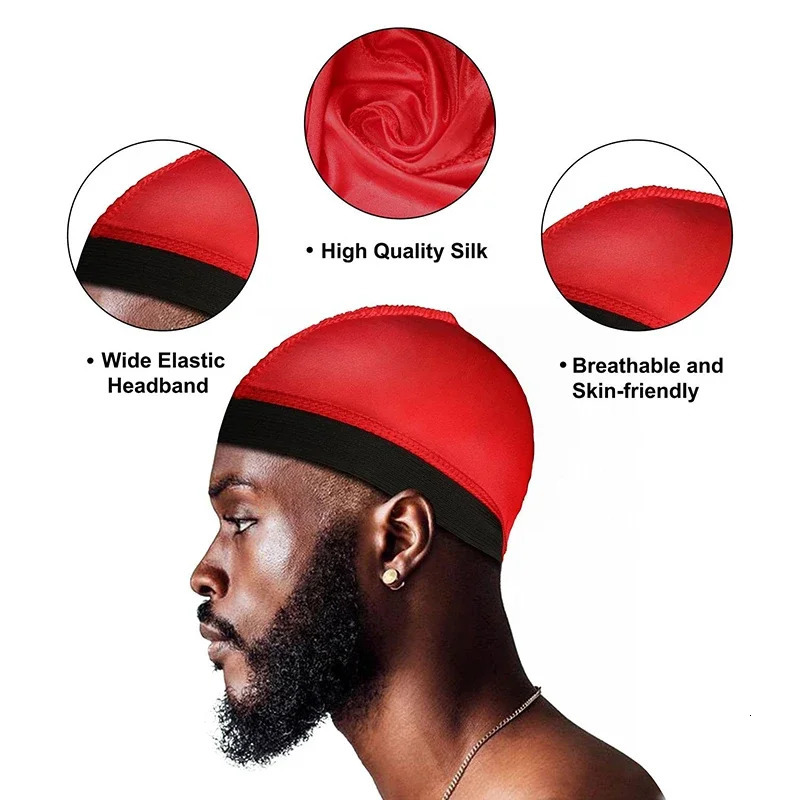 4PCS Solid Color Wave Cap Men Soft Elastic Breathable Beanie Turban Hat Unisex Night Sleep Headcover Cancer Hair Loss Chemo 260304