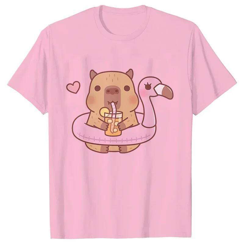Graphic Tops Female Blouse Clothing Fashion Capybara Women's T-shirt Casual Sleeve Cute Aesthetic Clothes Z260312