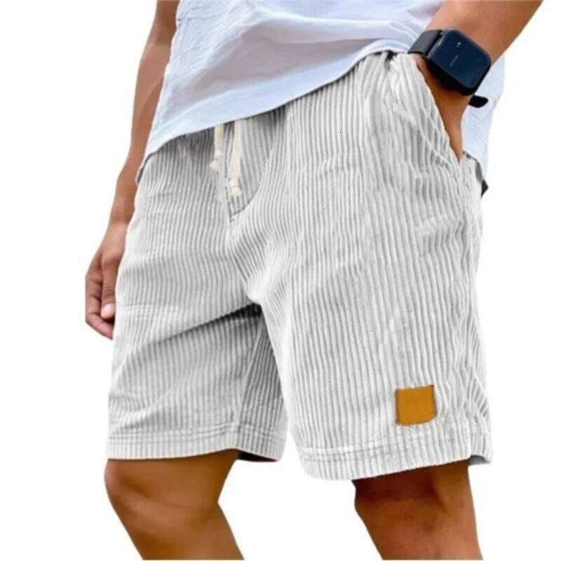 Men's Retro Casual Shorts Fashion Solid Sweatpants Harajuku Corduroy Short Pants New Men Clothing Roupas