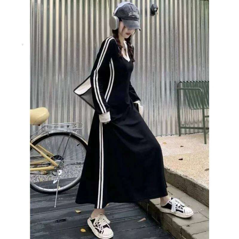 Slim Long Sleeve Dresses Office Womens Clothing Spring Korean Black Casual Fashion Elegant Dress C260312