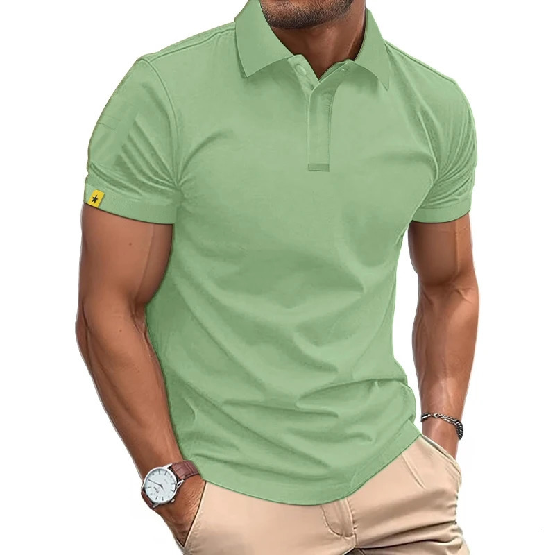 Summer Polo Shirt Mens Short Sleeve Sport T Shirt Casual Business Lightweight Button Streetwear Breathable Tops 260311