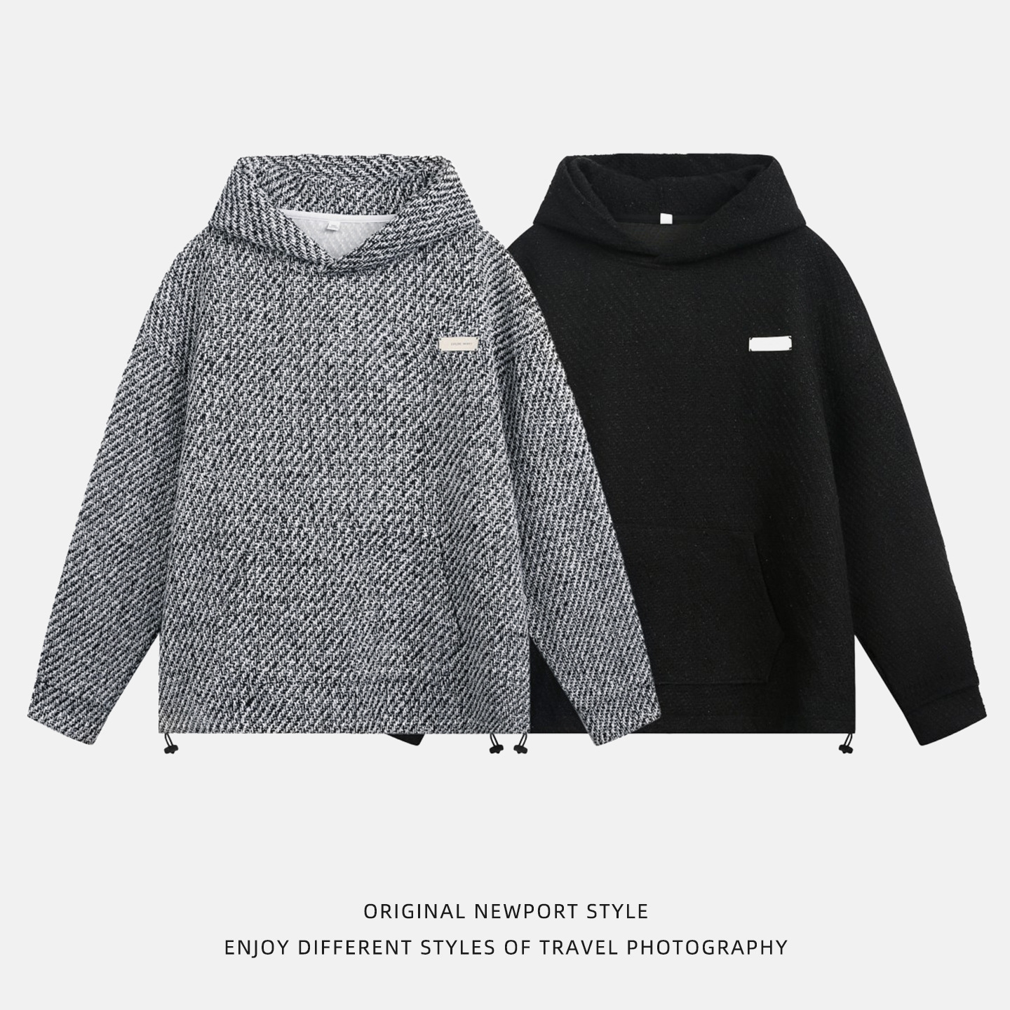Light Luxury Old Money Heavyweight Coarse Wool Hooded Sweatshirt Autumn Style High-end Designer Hoodie Retro Thickened Coat Top