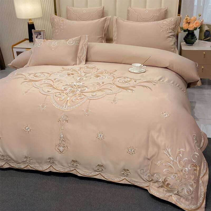 European-Style Bed Sheet Four-Piece 100% High-End Atmospheric Ice Silk Quilt Cover Pure Cotton Bedding Set Queen King H260312