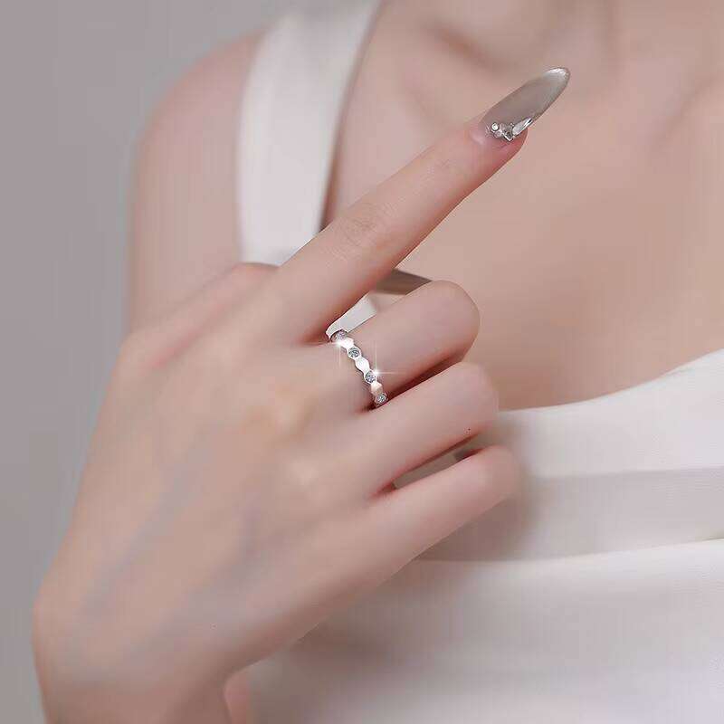 Premium Jewelry Eternal Stackable Full Honeycomb Diamond S Pure Silver VVs1 Inlaid with Sandstone GRA Ring Band