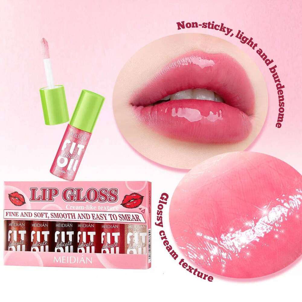 6 Pack Lip Gloss Lipstick,multi-color lip gloss,Dating Makeup,Long-Lasting Non-Stick Cup, Moisturizing,Easy to Color,Gift Box W260311
