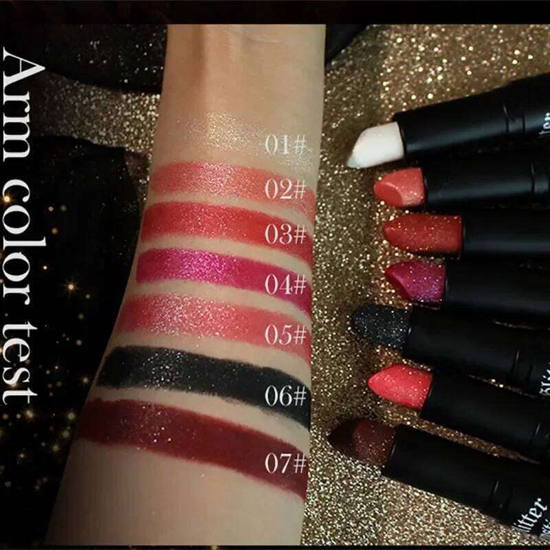 MLSMILE Multi-Color Non-stick Cup Matte Lasting Easy Color Black Diamond Lipstick Shimmer Lip Gloss Dark Halloween Look W260311