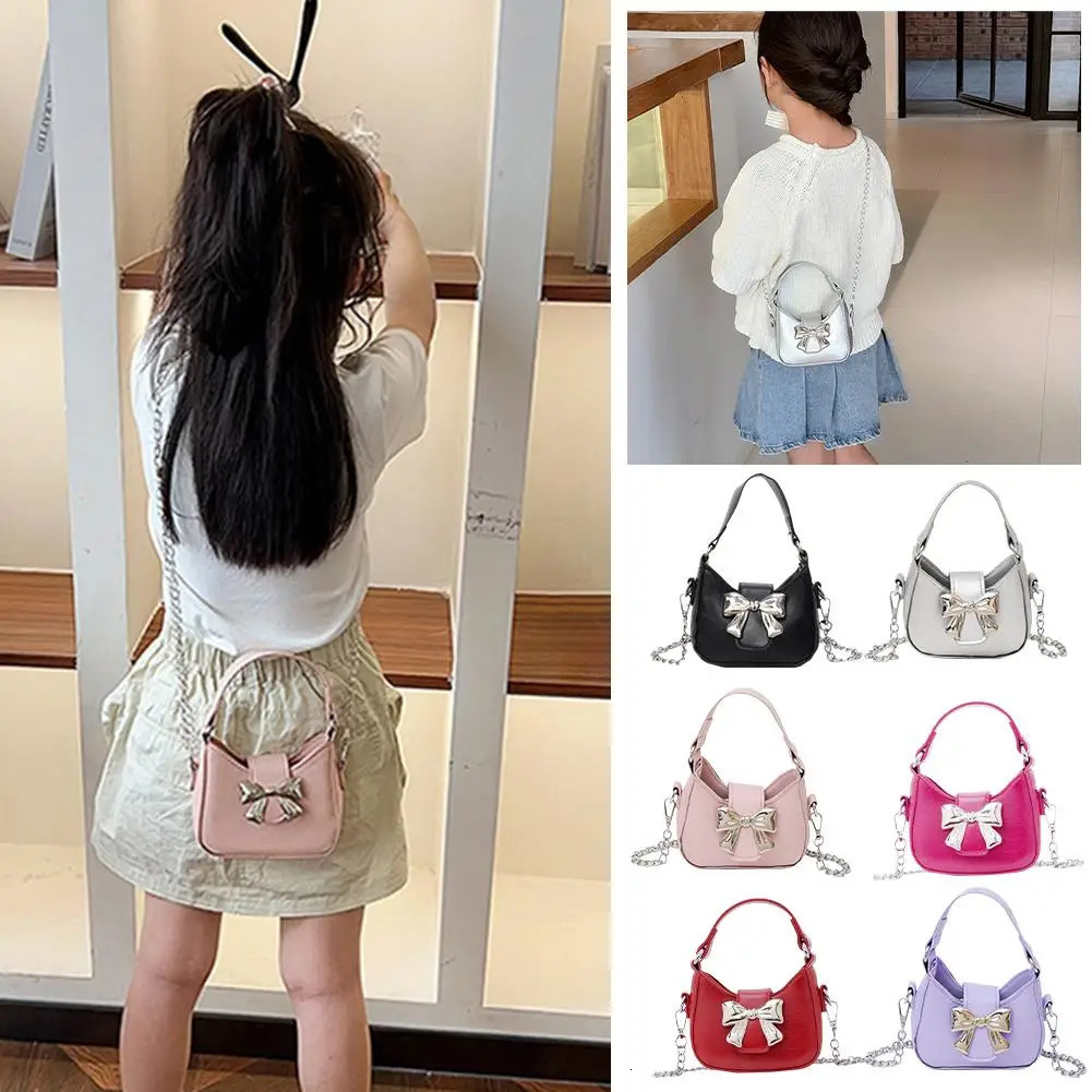 Korean Style Girl Princess Bag Cute Sweet Bow Chain Crossbody Bags for Girls Bowknot Hand Toddler Purses and Handbags Gift 260311
