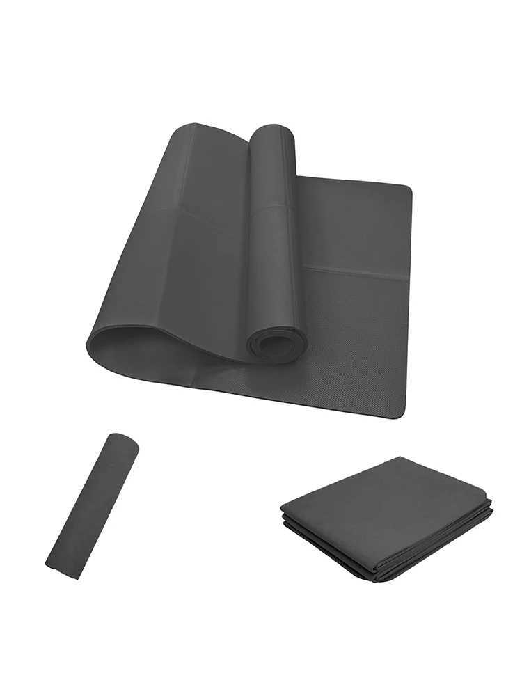 Black Foldable Yoga Mat Eco Friendly EVA Folding Travel Fitness Exercise Mat 3/4/6mm Thicknesses for Yoga Pilates Workouts M260312