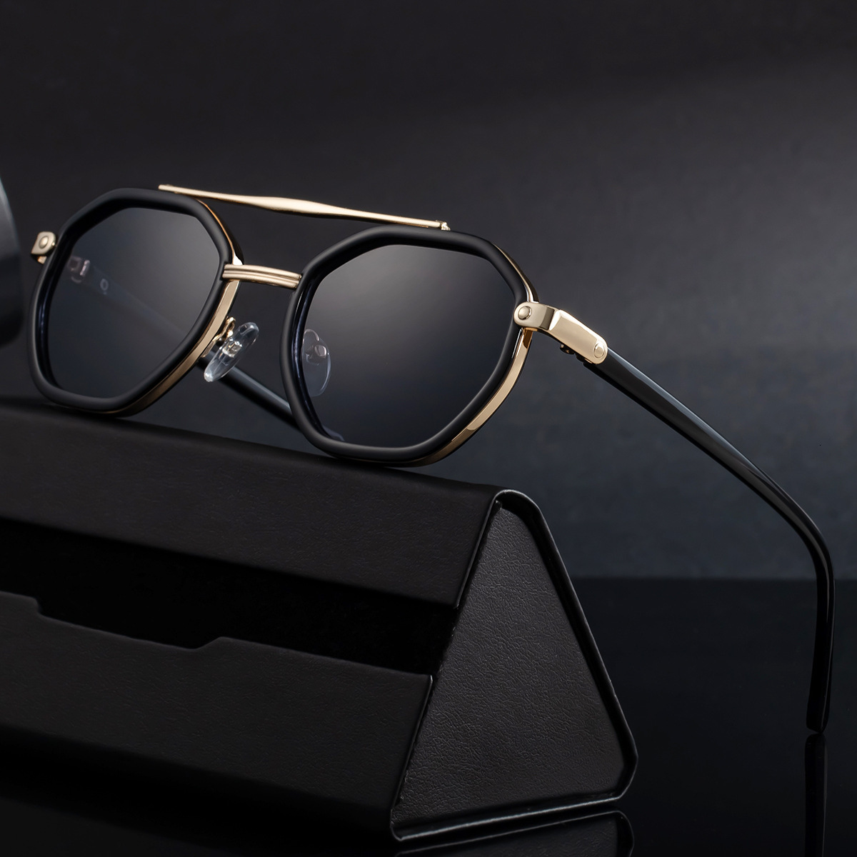 High-definition polarized for men, 2026 model, square frame glasses, high-end retro double-bridge premium sunglasses