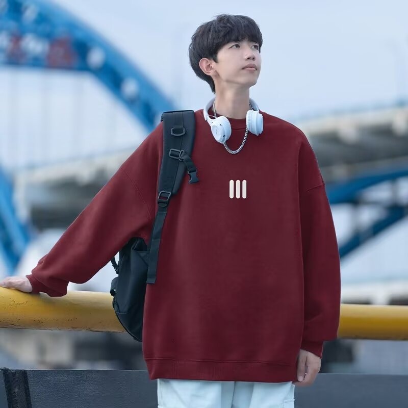 Trendy Brand Men's Sweatshirt New Autumn And Designer Hoodie Winter Fleece-lined Loose Casual Trendy Couple's Sports Crew Neck Top Jacket