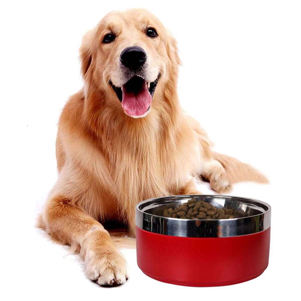 A circular stainless steel fashionable plain color anti slip pet cat dog bowl for indoor and outdoor use 26Y0312
