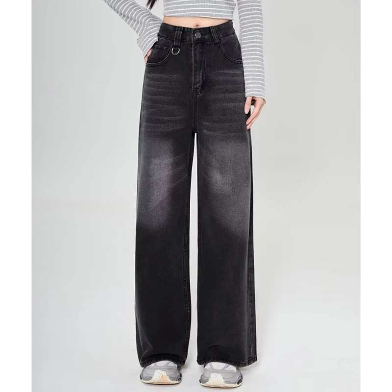 Summer Men Baggy Jeans Unisex Vintage American Style Straight Wide Leg Denim Pants Fashion Casual Trousers 260310