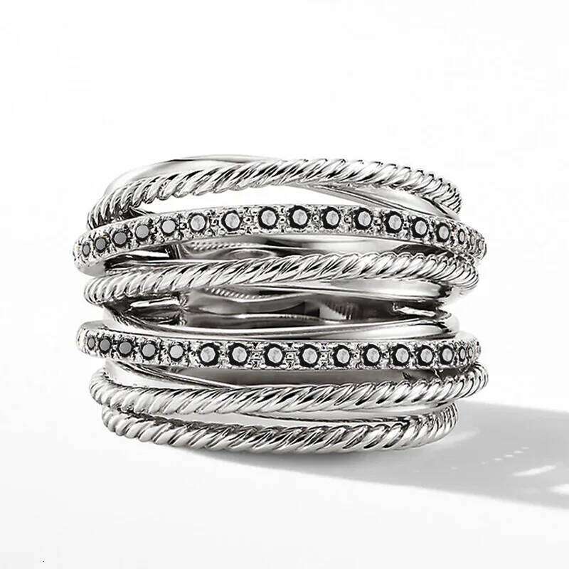 Huitan Silver Color Multiple Row Shiny CZ Metallic OL Style Office Lady Versatile Finger Rings for Women Fashion Jewelry H260312