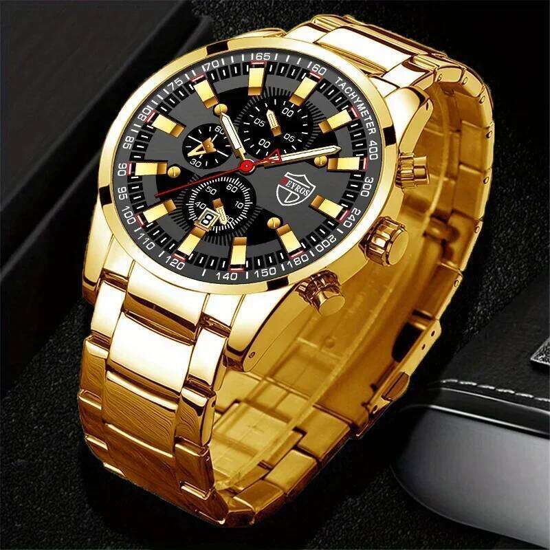 5p/set Business Casual Fashion Alloy Quartz Watch Set Men's Gift