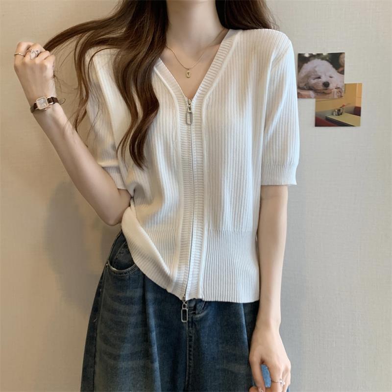 Plus-size Designer Hoodie Women's Clothing In Korean Style Shirt Tummy-concealing Polo Base Layer Imitation Knitwear For Women Summer Slimming Fo