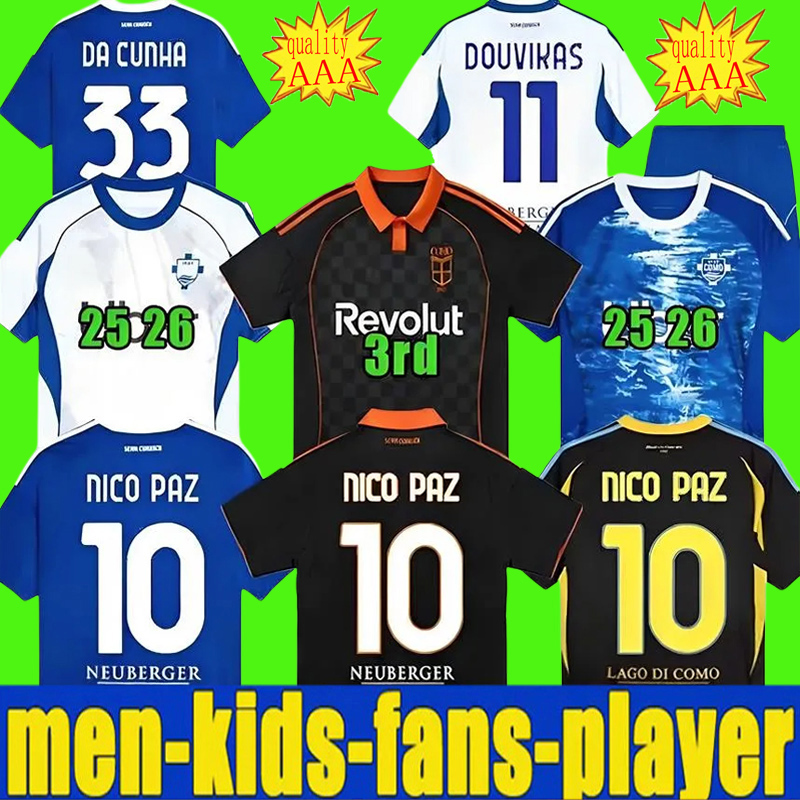 25 26 Como Soccer Jerseys 2025 2026 NICO PAZ PERRONE VERDI BASELLI 2024 Fourth Special Men Kids football Jersey shirts Kit Home Away Third