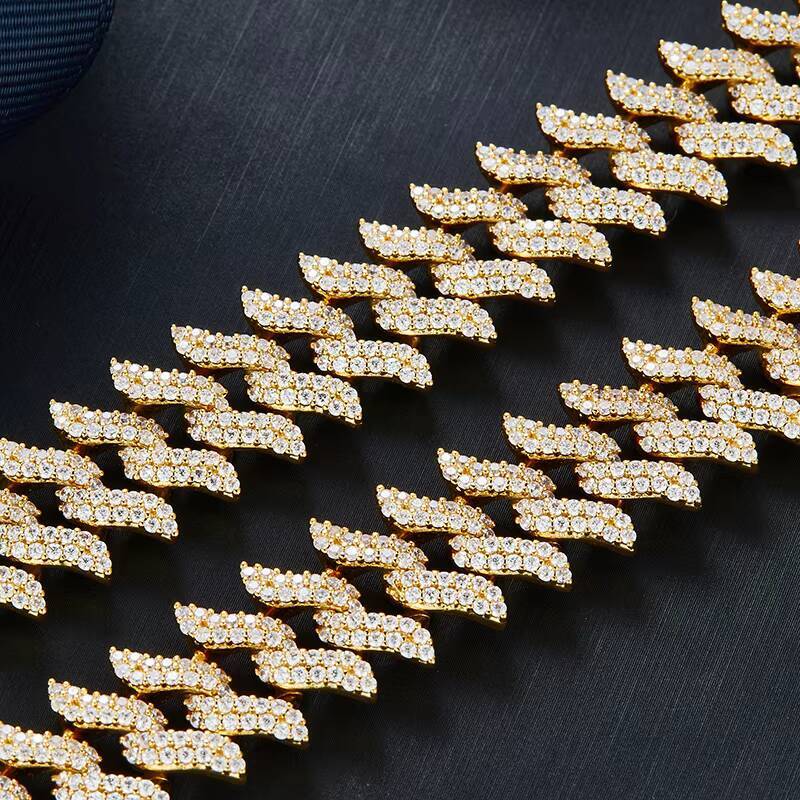 Hot Selling 925 Silver Necklace VVS Moissanite Diamond 6mm 8mm 10mm Two Rows Iced Hip Hop Pass Diamond Tester Cuban Link Chain