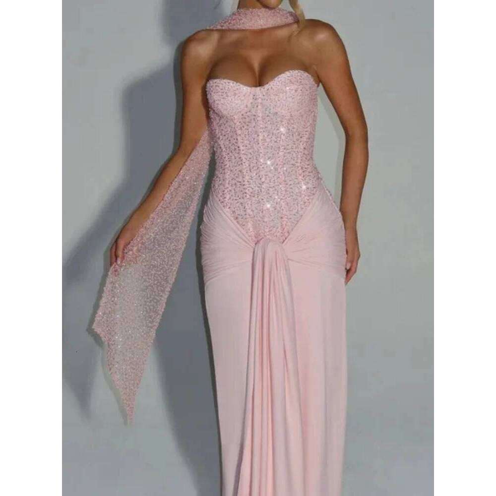 2026 New Strapless Bodycon Dress Ruched Details Zipper Closure Sexy Evening Gown Slim Fitting Spring Summer Formal Wear C260312