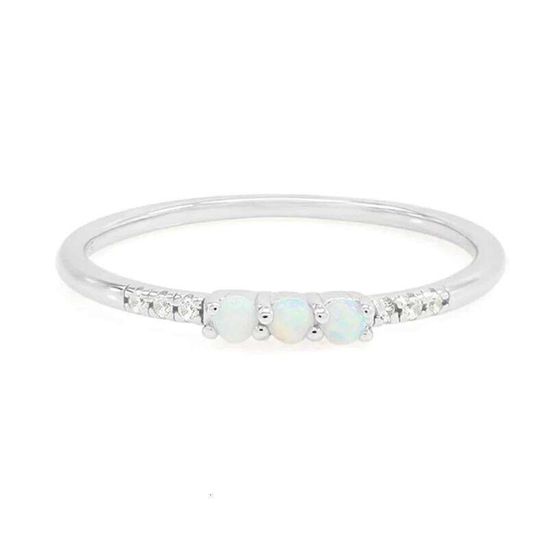 Huitan Trendy Shiny Zirconia Thin Ring Lady Versatile Jewelry Women Simulated Opal Finger Accessories for Daily Wear H260312