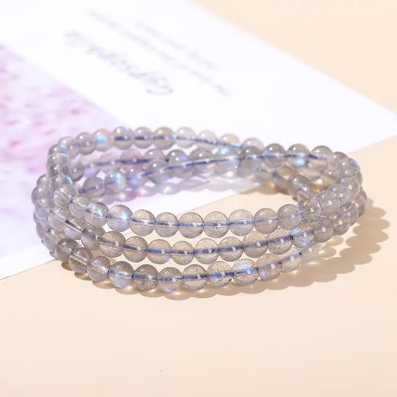 JD 7A Top Natural Blue Light Gray Moonstone Small Bead 3 Layer Strand Bracelets Women Men Charm Labradorite Handmade Bangles 260302