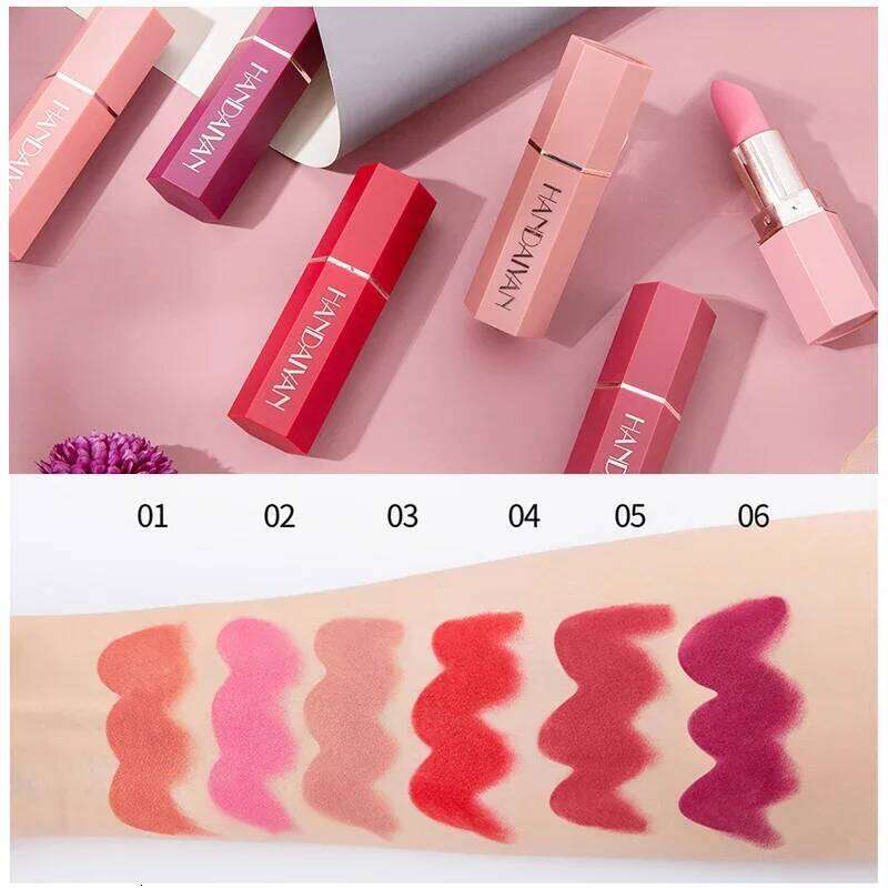 6-Color Lipstick Non-Fading Non-Stick Cup Long-Lasting Velvet Smooth Matte Color Waterproof Smudge-proof Lip Cosmetic W260311