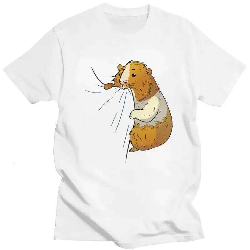 Cute Guinea Pig Hungry Nabbling Pet Owner T Shirt for Women Tees Short Sleeves Animal T-shirt Clothing Gift Summer Streetwear Z260312