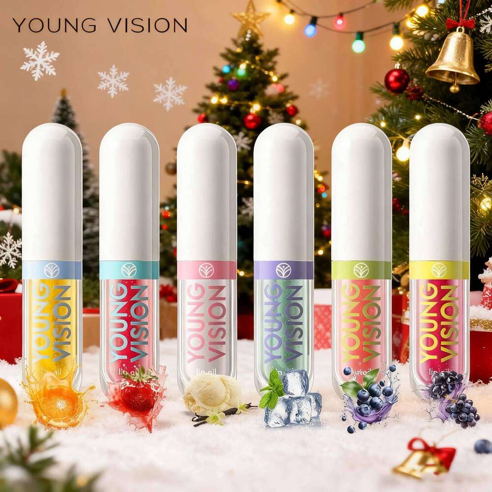 YOUNG VISION 6-Color Refreshing Fruit Flavored Oil Set Colorful, Hydrating, and Moisturizing Lip Gloss W260311