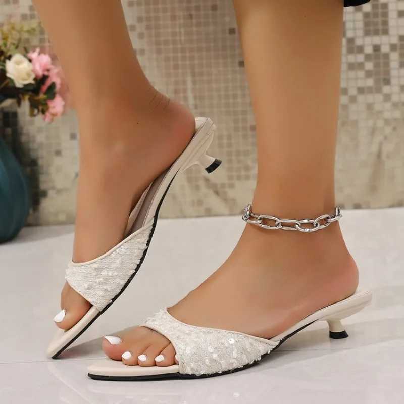 Bling Women Pointed Toe Slippers Sexy High Heels Sandals Shoes 2026 Summer Party Open Toe Shoes Woman Elegant Pumps K260312