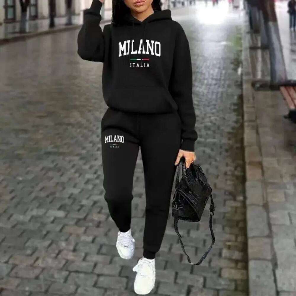 Women's Autumn Sweatshirt Set Comfortable Warm Sporty MILNAO Letter Print Design Casual Fashion Outerwear C260312