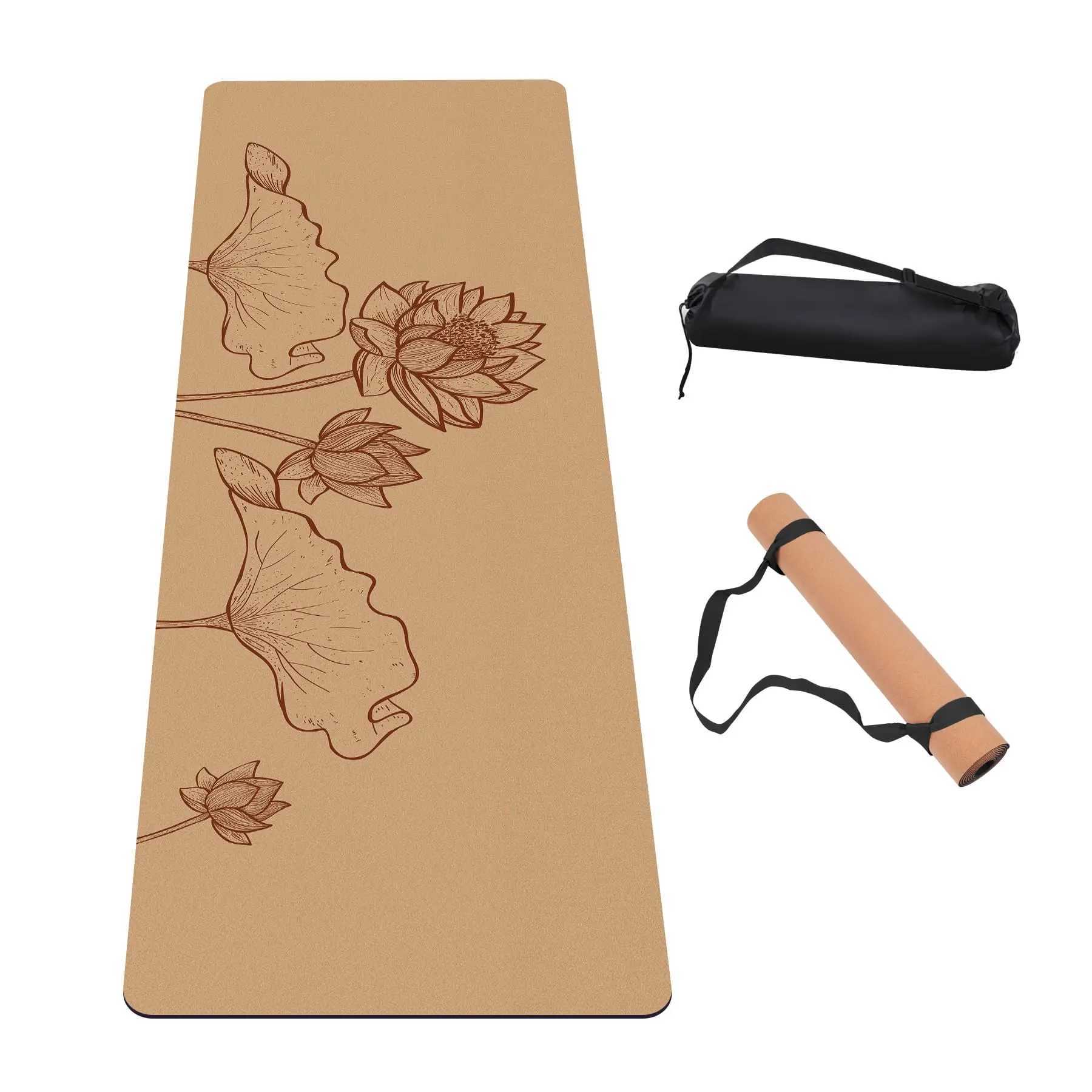 Professional Natural Cork Mat Home Thickened Yoga Fitness Mat Advanced Sense Non-Slip Rubber Yoga Mats 11 M260312