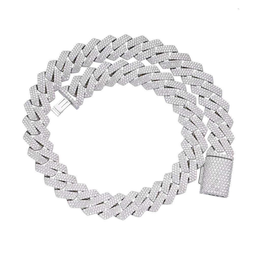 High Quality Hip Hop Jewelry 8mm 12mm 15mm 18mm 20mm Ice Out VVS Moissanite Diamond 925 Silver Cuban Link Chain for Men