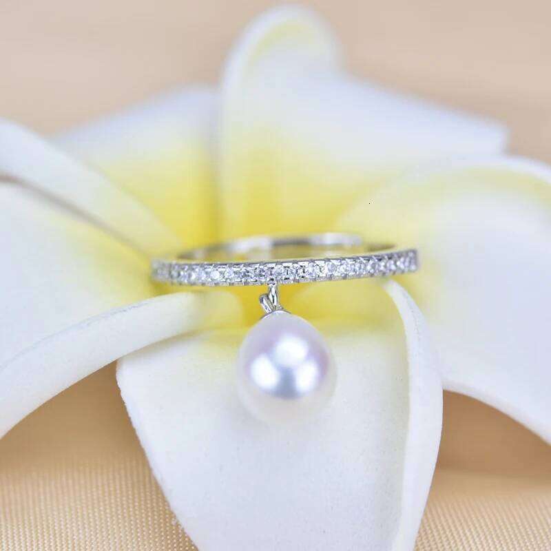 ZHBORUINI 2024 Fine Ring Jewelry For Women Zircon Rings 925 Sterling Silver Drop Shape Natural Freshwater Pearl Gift H260312