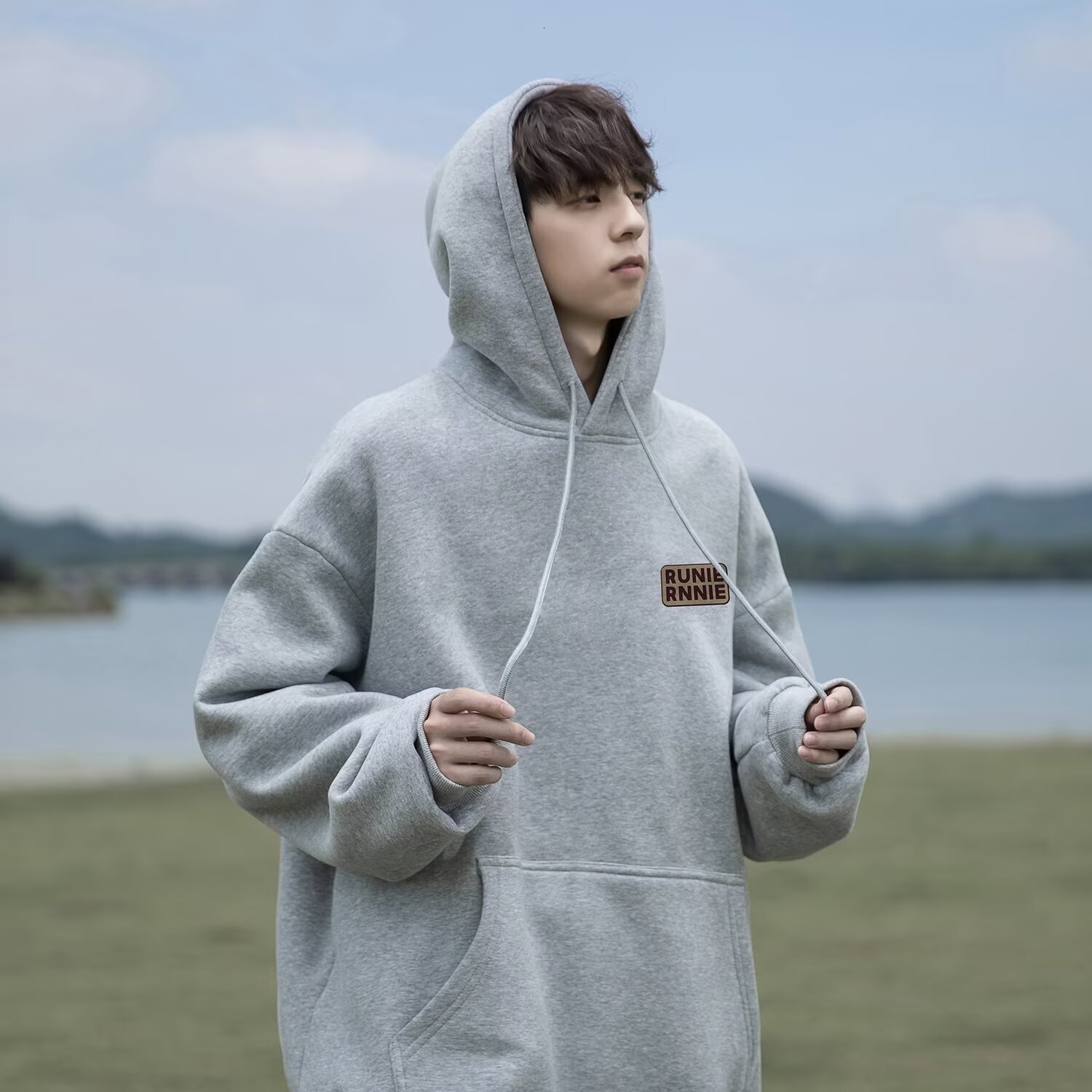 Autumn And Winter Letter Print Solid Color Hooded Sweatshirt For Boys Casual Designer Hoodie Versatile Pullover Jacket For Teenagers Trendy