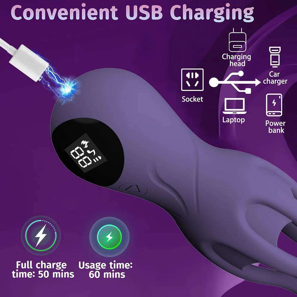 12 Vibration Male Glans Stimulator,Penis Trainer with 6 Tentacle Points,Screen Display,360 Wrapping Glans,Sex Toys for Men Z260312