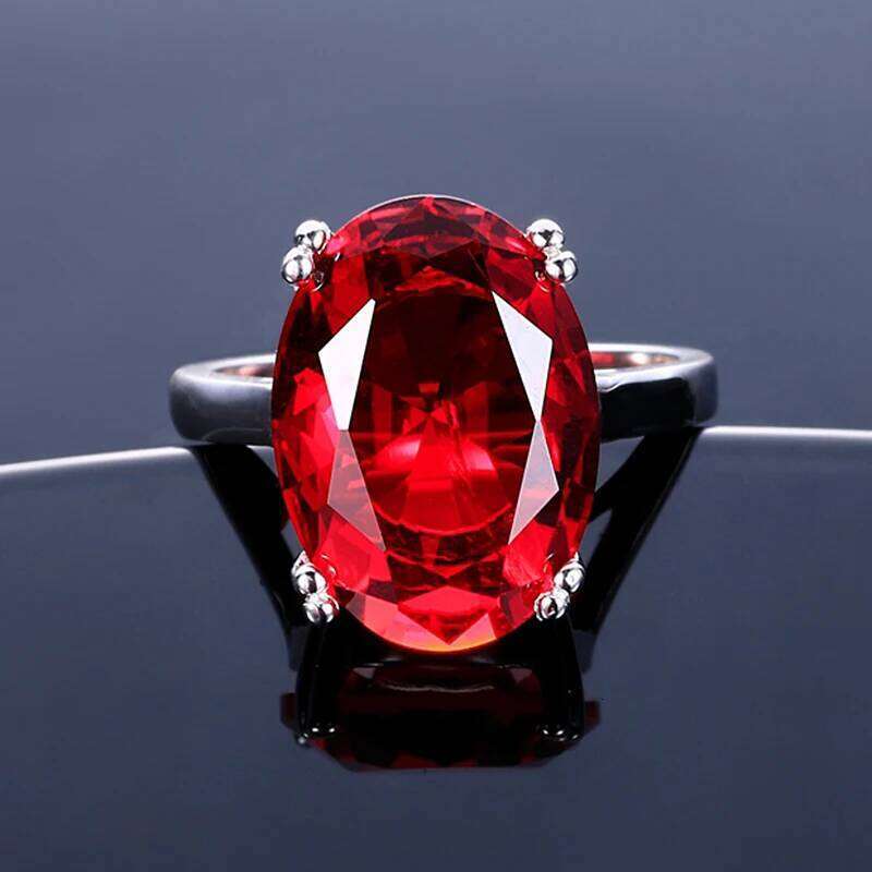 Red Ruby Oval Egg Shape Gemstone S925 Silver Wedding Rings For Women Bridal Fine Jewelry Engagement Bague Accessories H260312